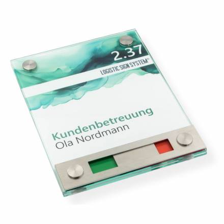 Tuerschild VITRUM Frei Belegt Rot Grün aus Glas 130 170 mm